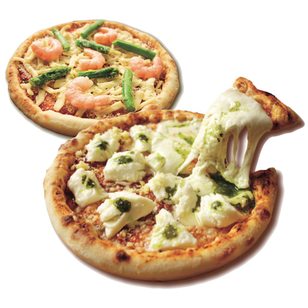 人気の2枚セット(ピッコロッソの3倍マルゲリータ・旨エビ&アスパラ)