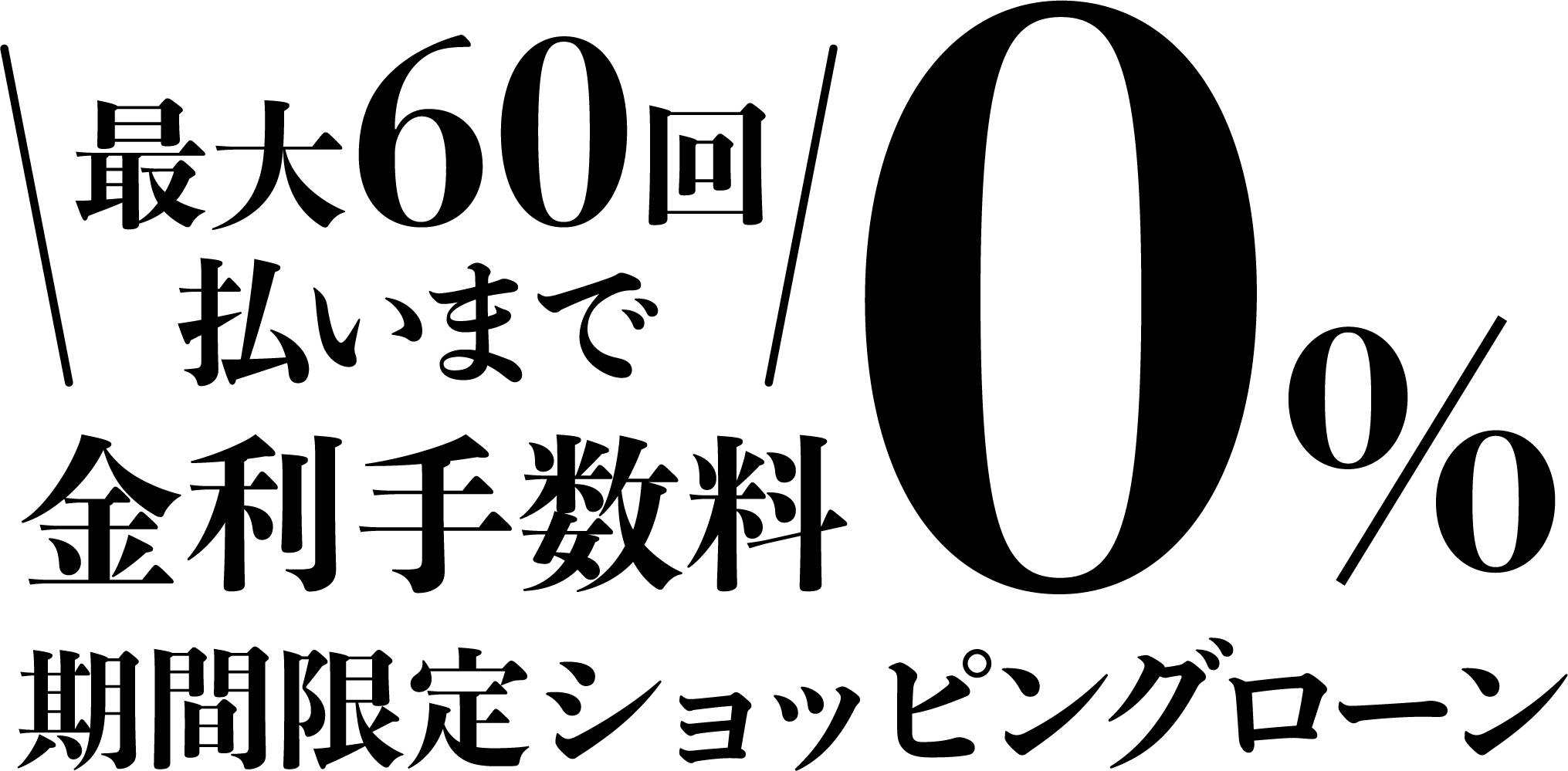 最大60回払いまで金利手数料0％期間限定ショッピングローン