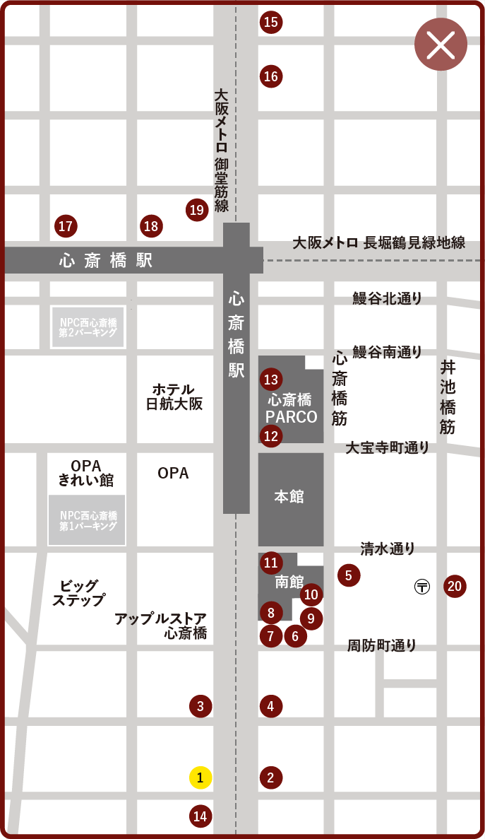 ブティックアシダ御堂筋店 マップ