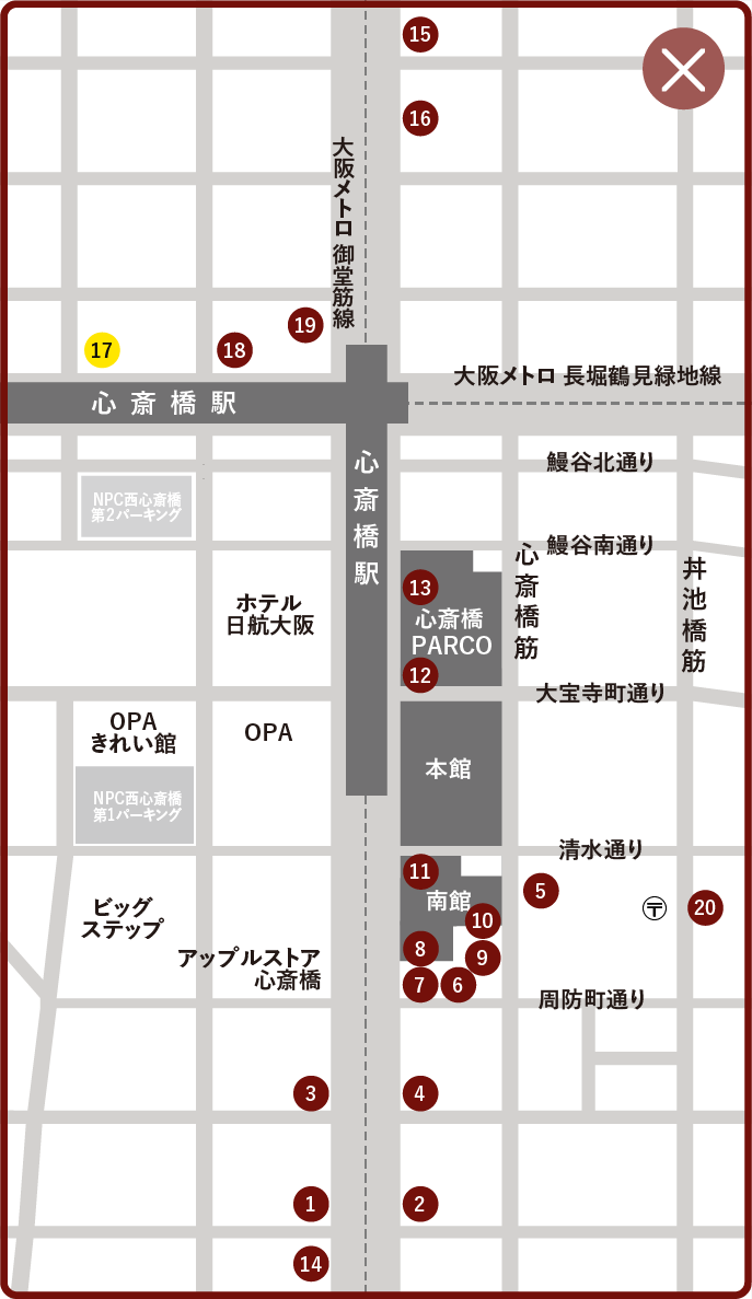 ヴィヴィアンウエストウッド 心斎橋店 マップ