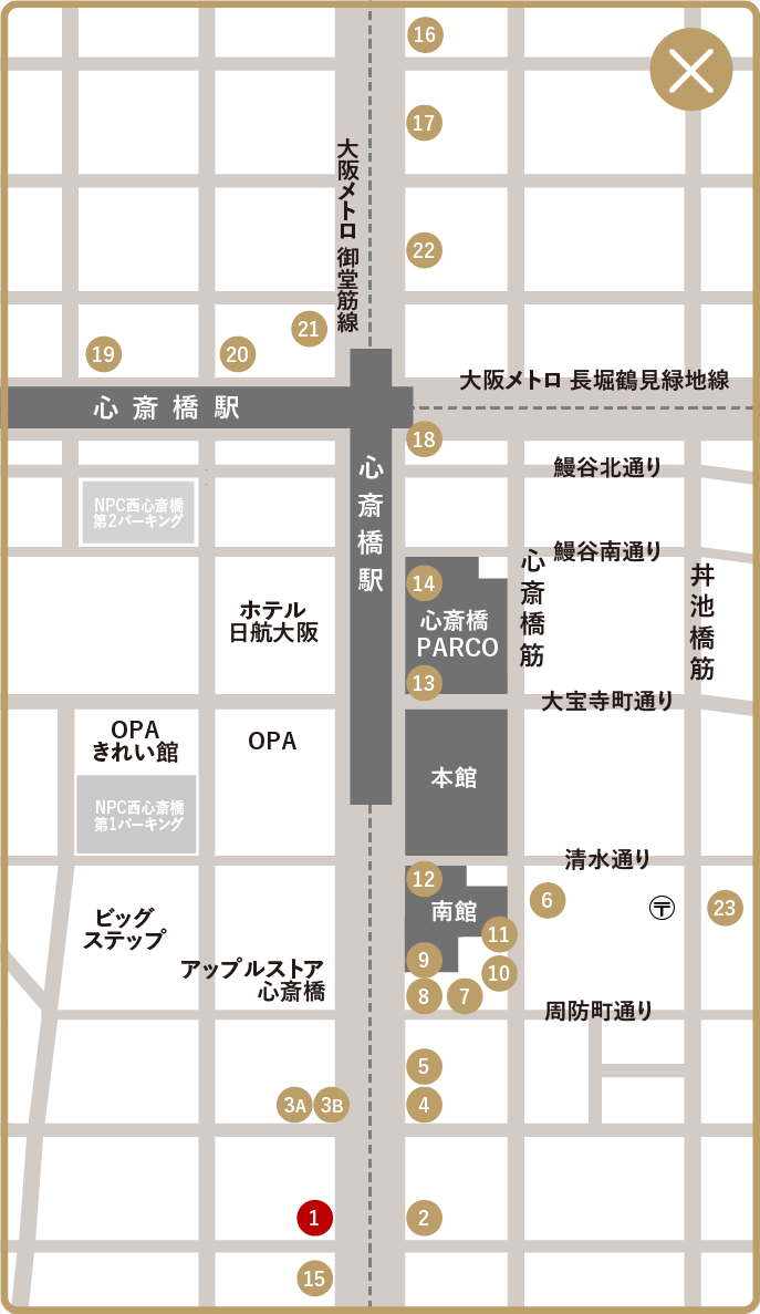 ブティックアシダ御堂筋店 マップ