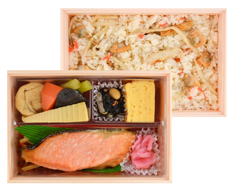 〈築地 魚弁 味の浜藤〉銀鮭みりん焼とあさり炊込みご飯弁当