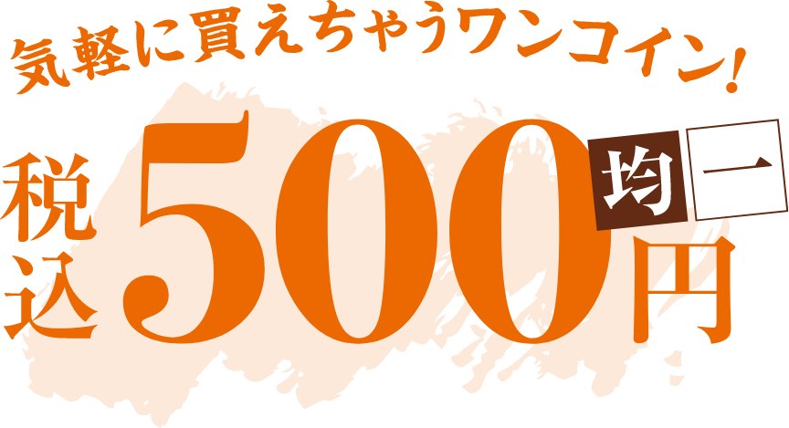 気軽に買えちゃうワンコイン！ 税込500円均一