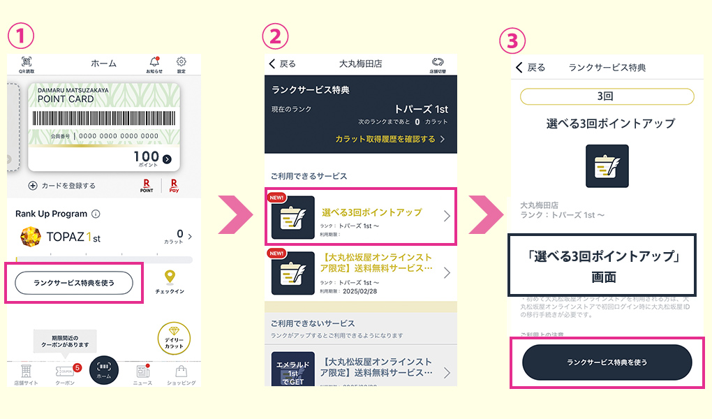 ランクサービス特典のご利用方法